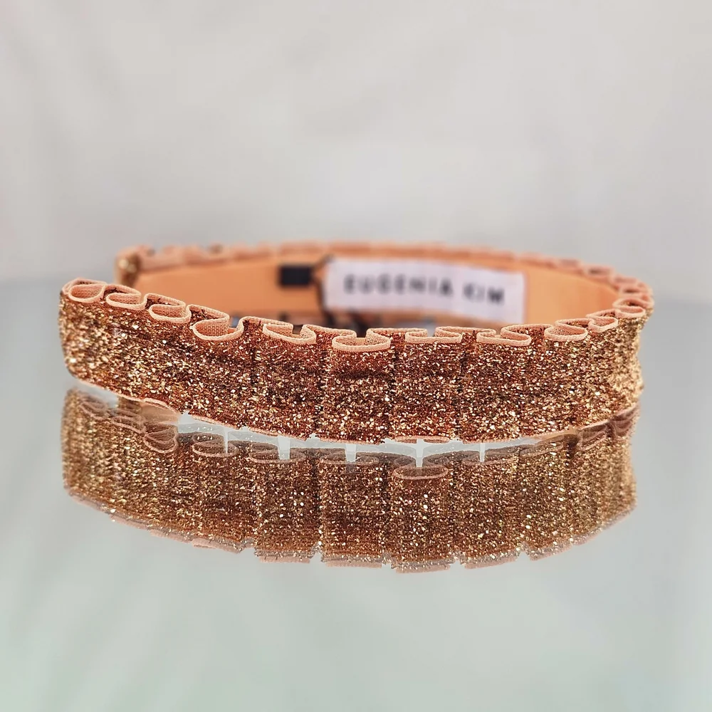 Eugenia Kim Headband Papaya Rafaela Velvet Metallic Ruffle Holiday Sparkle Party